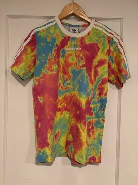 Adidas 3 Stripe Tie-Dye Tee in Multicolor